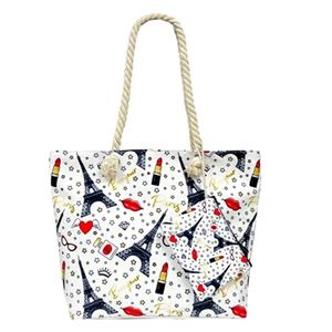 Eiffel Tower Paris Theme Canvas Tote Bag Set